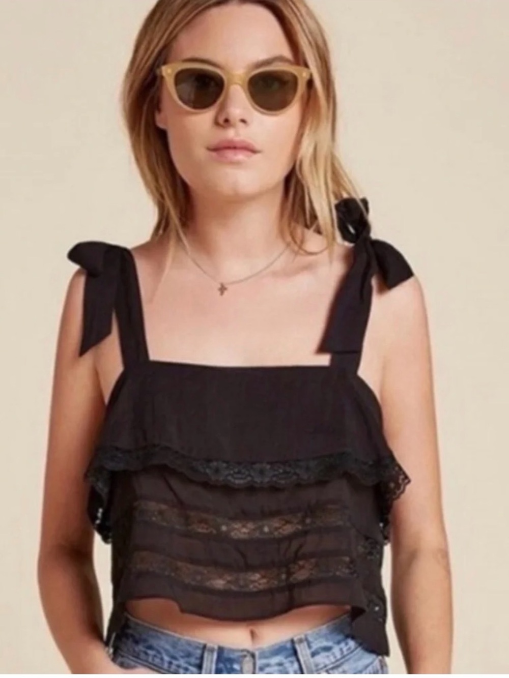Reformation Gwendolyn Lace Crop Top S